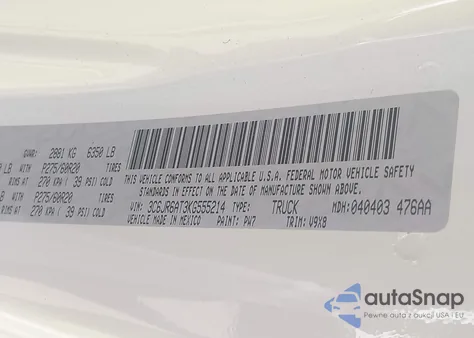 2019 Ram 1500 Classic Express 4X2 6'4 Box z USA, uszkodzony, nr VIN 3C6JR6AT3KG555214